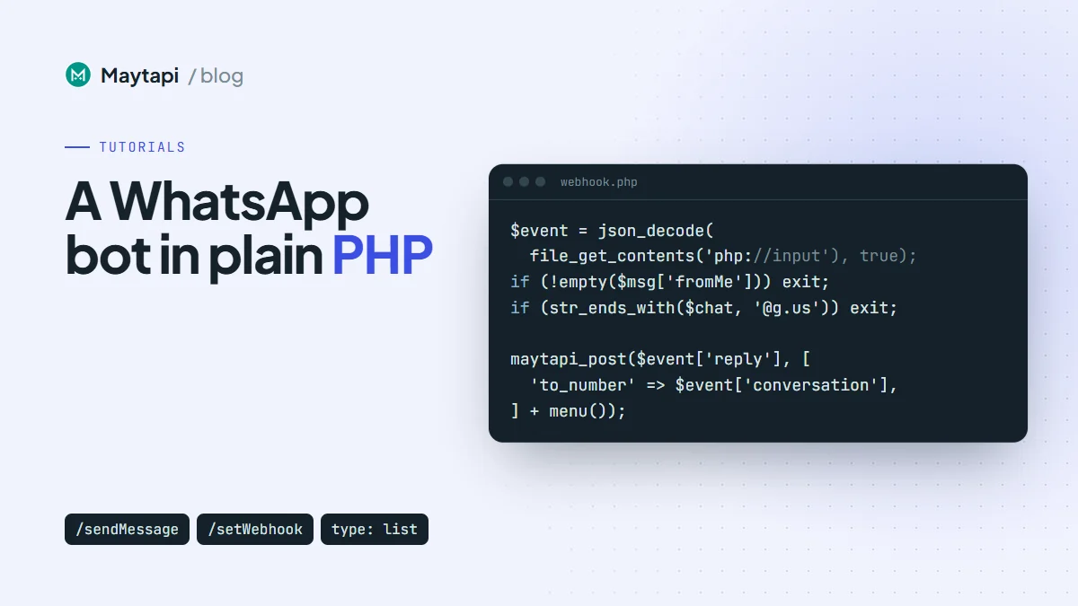 Build a WhatsApp Bot in PHP: cURL, Webhooks and a List Menu