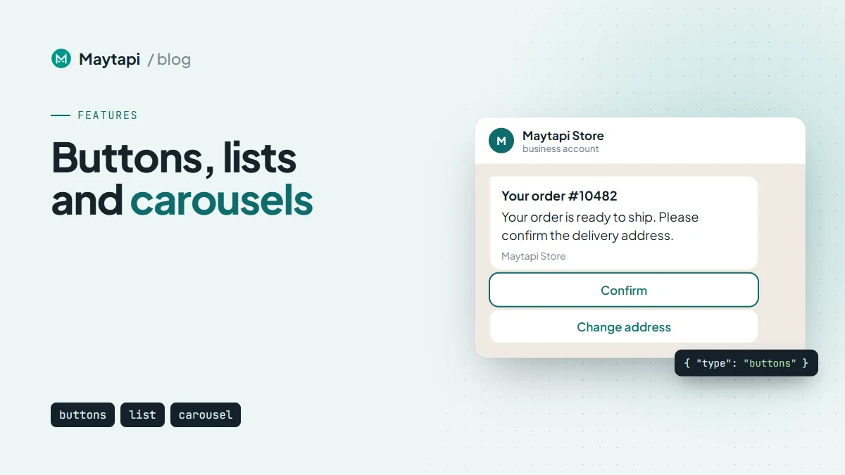 Send WhatsApp Buttons, Lists and Carousels via API