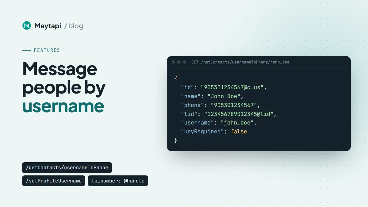 WhatsApp Username API: Resolve, Message and Set @handles